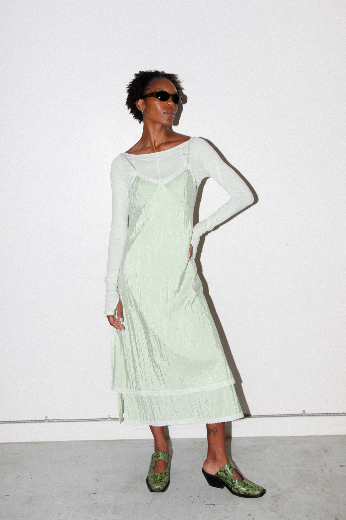 Earthen Slip Dress in Lichen