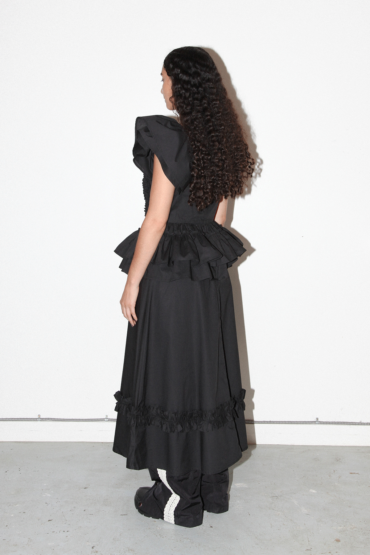 Spiral Ruffle Dress in Onyx