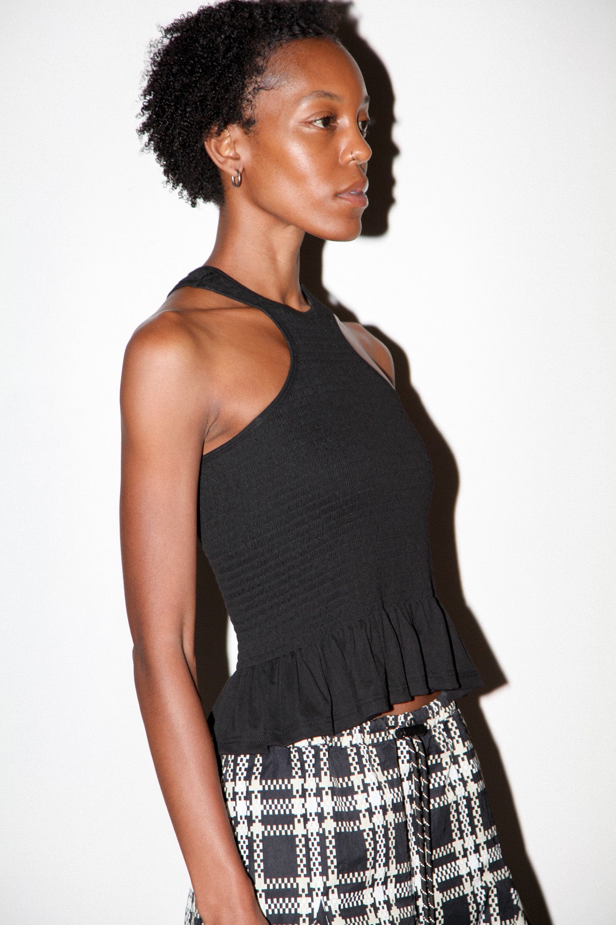 Smocked Tank in Onyx