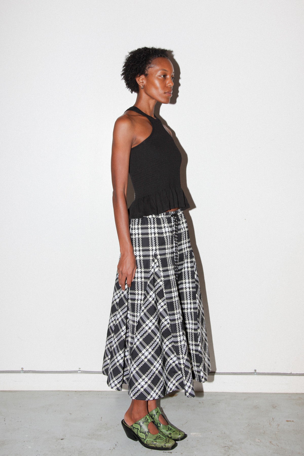 Plaid Peak Skirt in Black Plaid