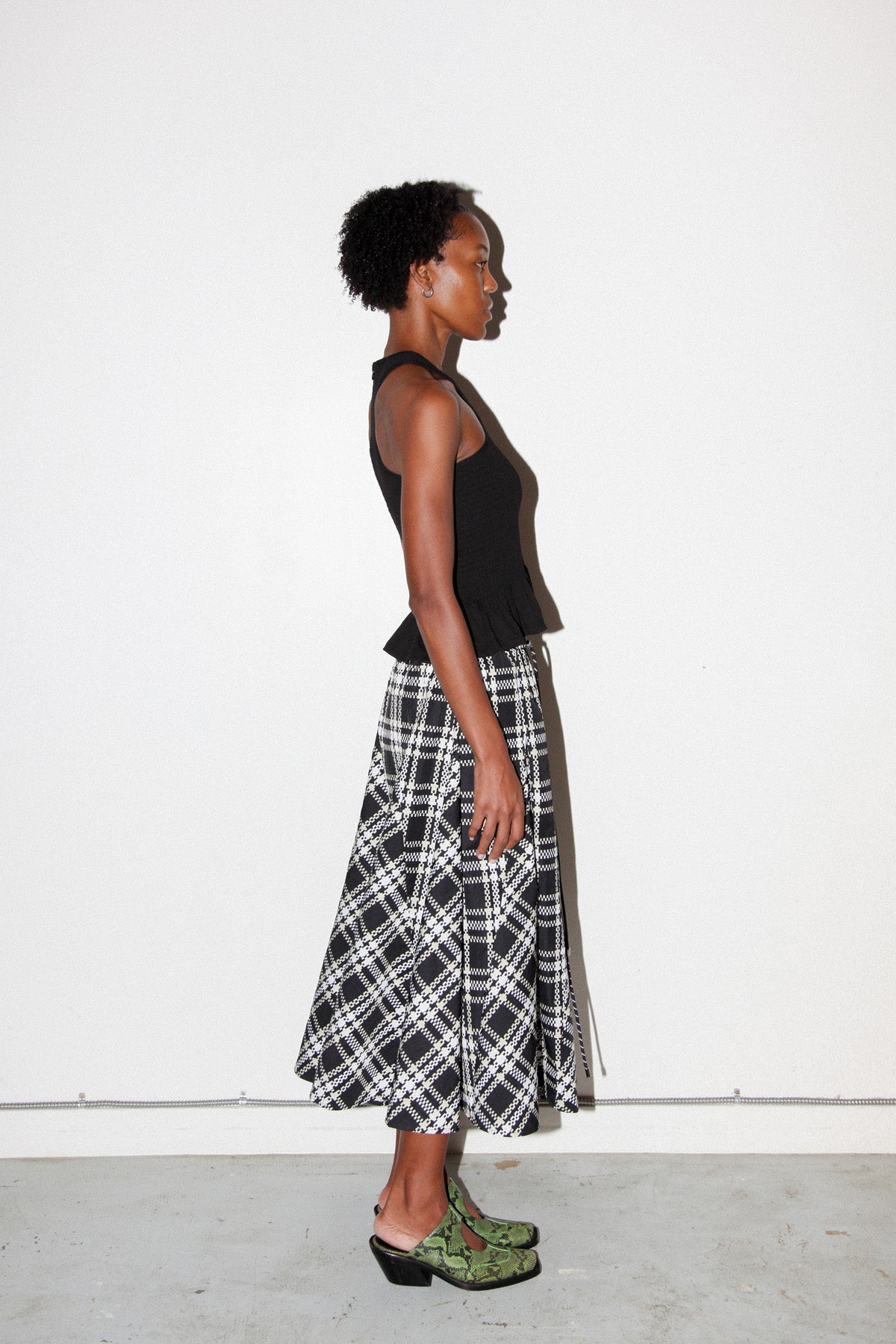 Plaid Peak Skirt in Black Plaid