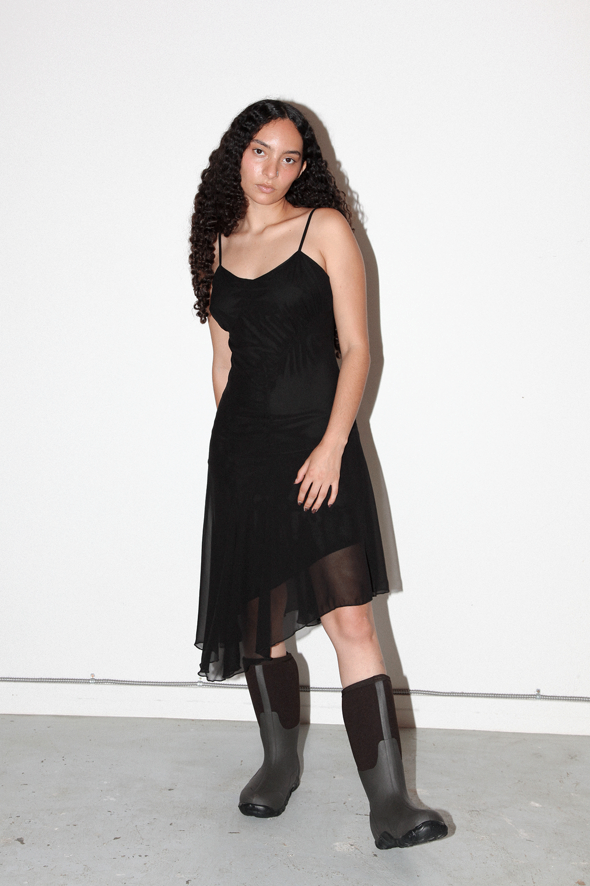 Alpine Silk Dress in Onyx