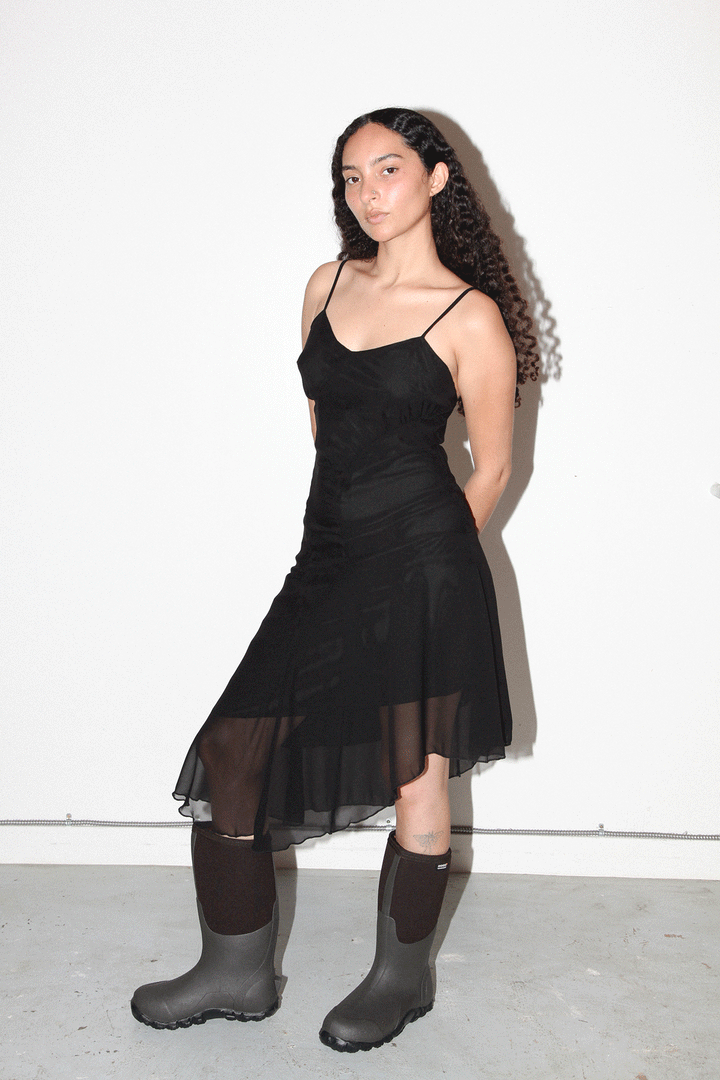 Alpine Silk Dress in Onyx