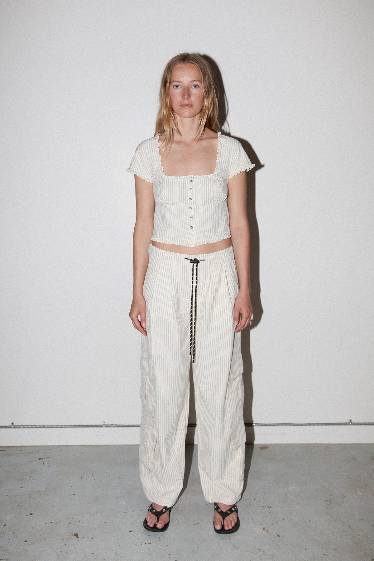 Basalt Pant in Striped Natural