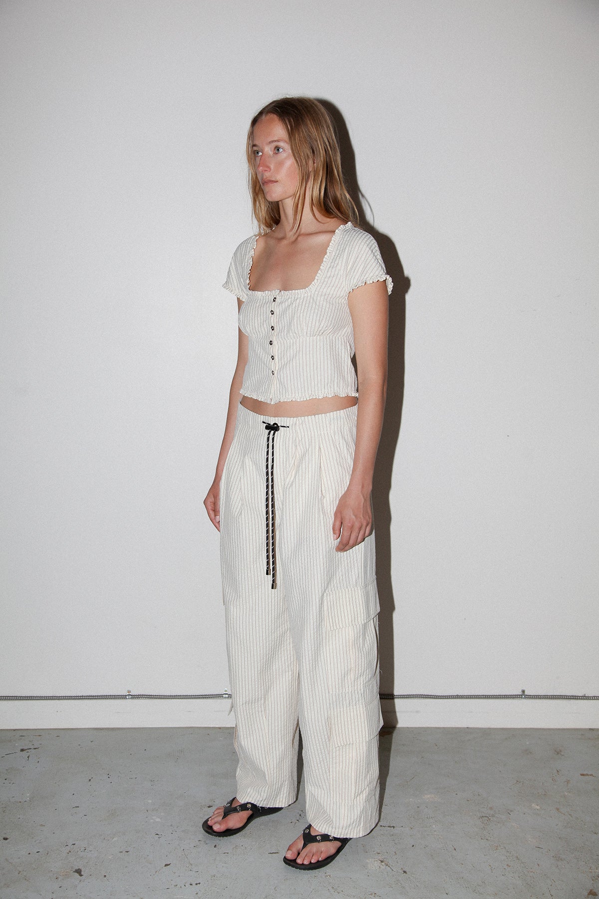 Basalt Pant in Striped Natural