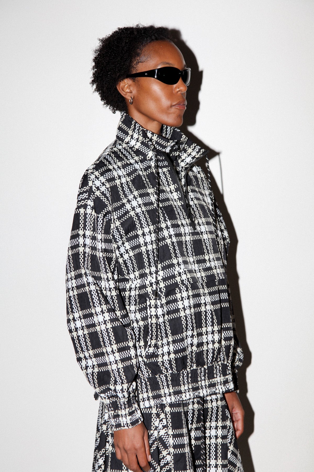 Plaid Trail Double Mockneck in Black Plaid