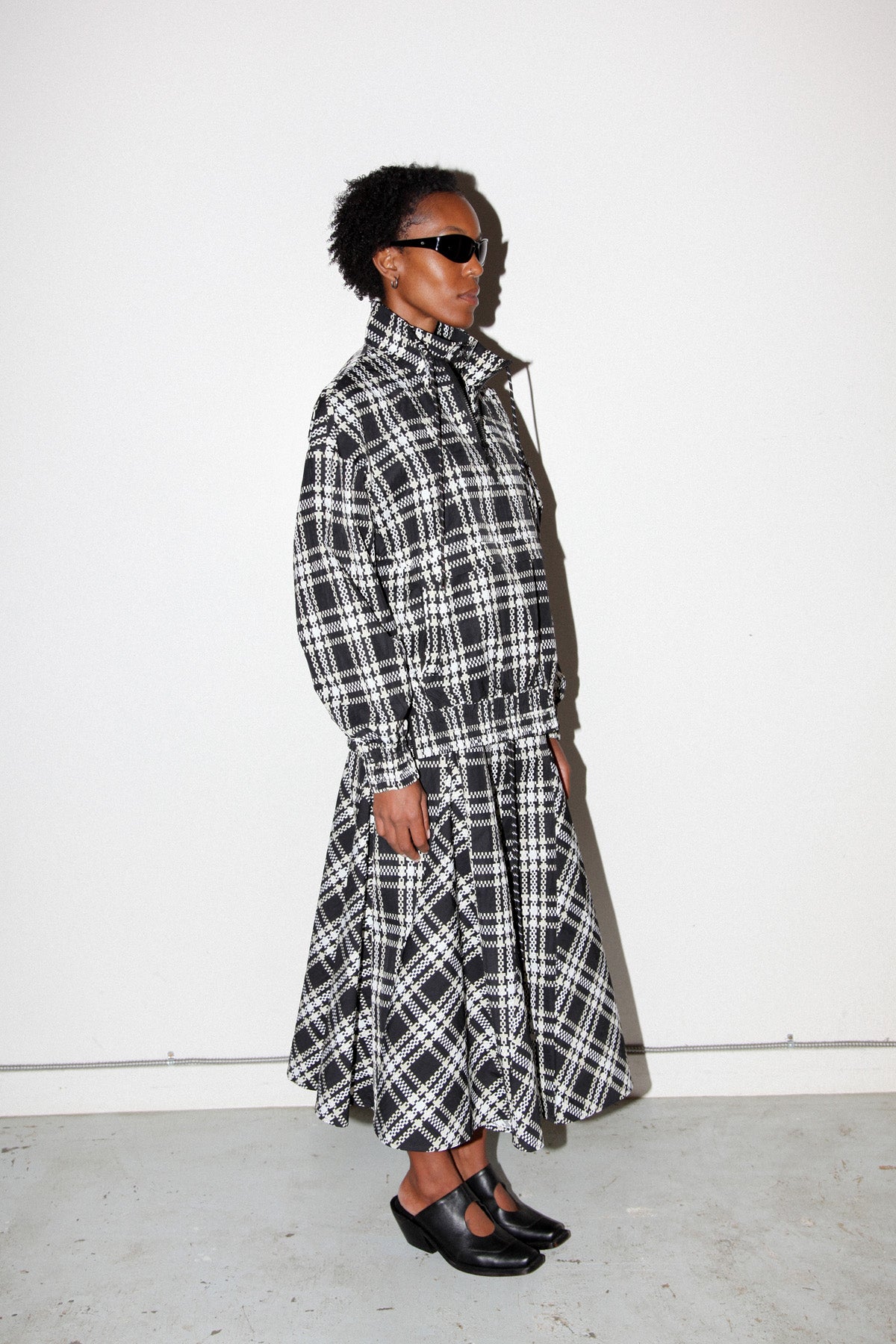 Plaid Trail Double Mockneck in Black Plaid