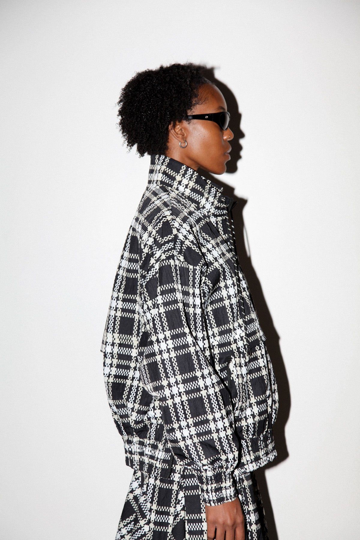 Plaid Trail Double Mockneck in Black Plaid