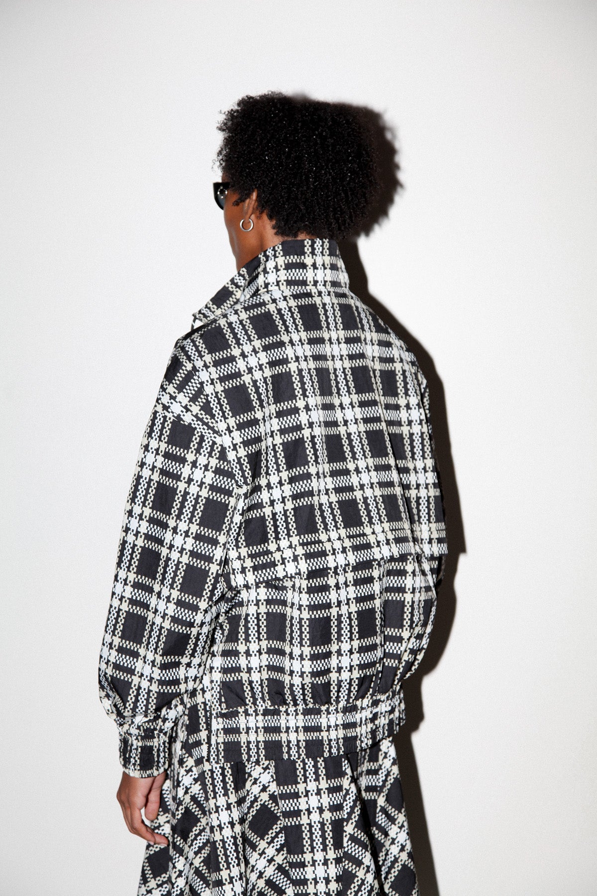 Plaid Trail Double Mockneck in Black Plaid