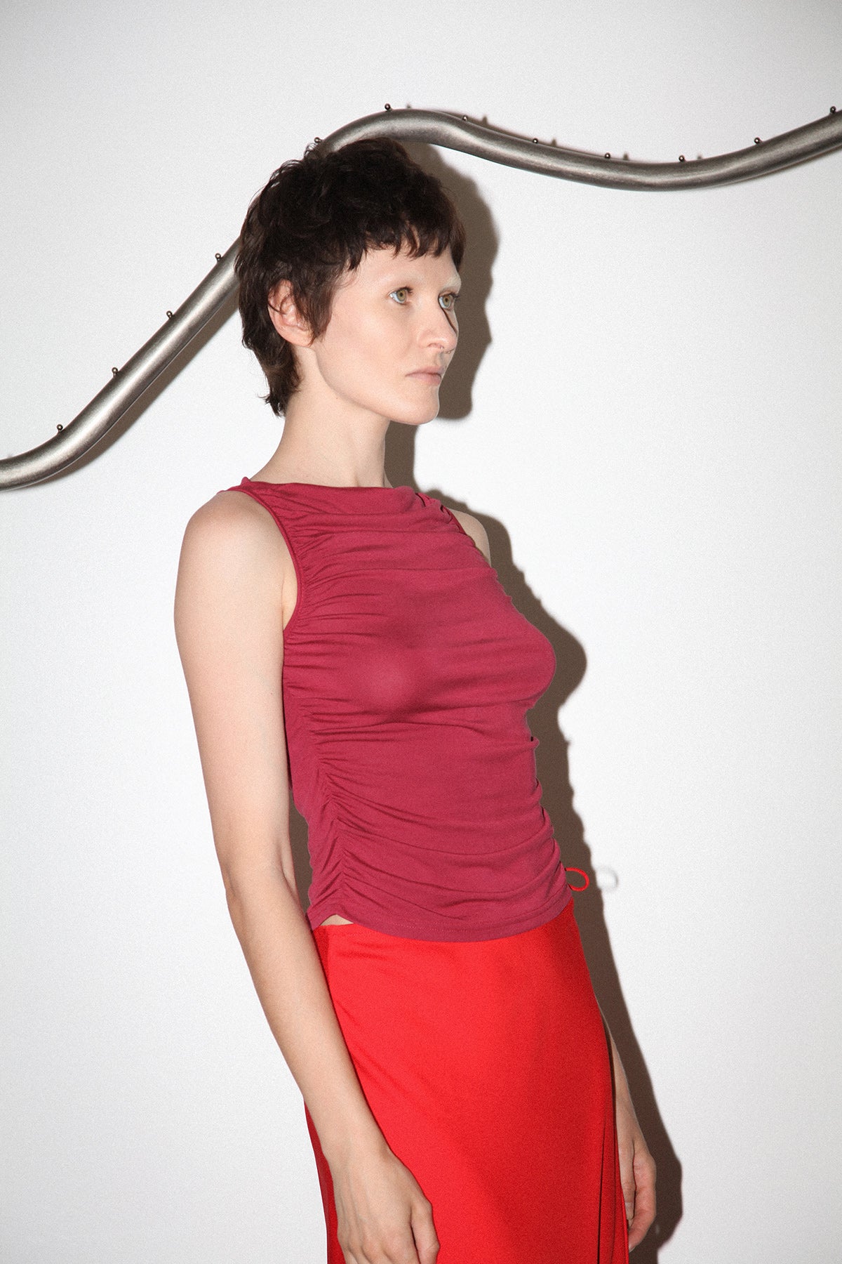 Studio 204 Ruched Tank in Berry