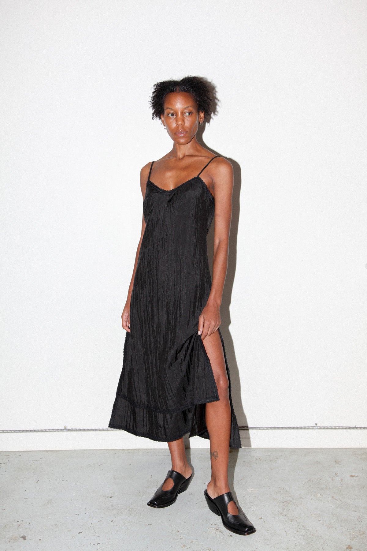 Earthen Slip Dress in Onyx