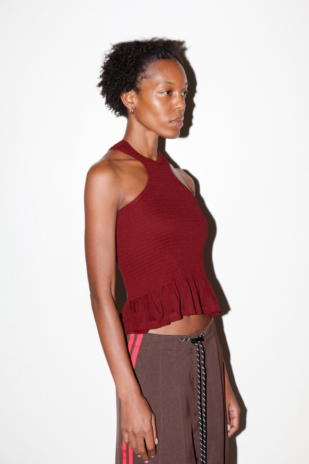 Smocked Tank in Maroon