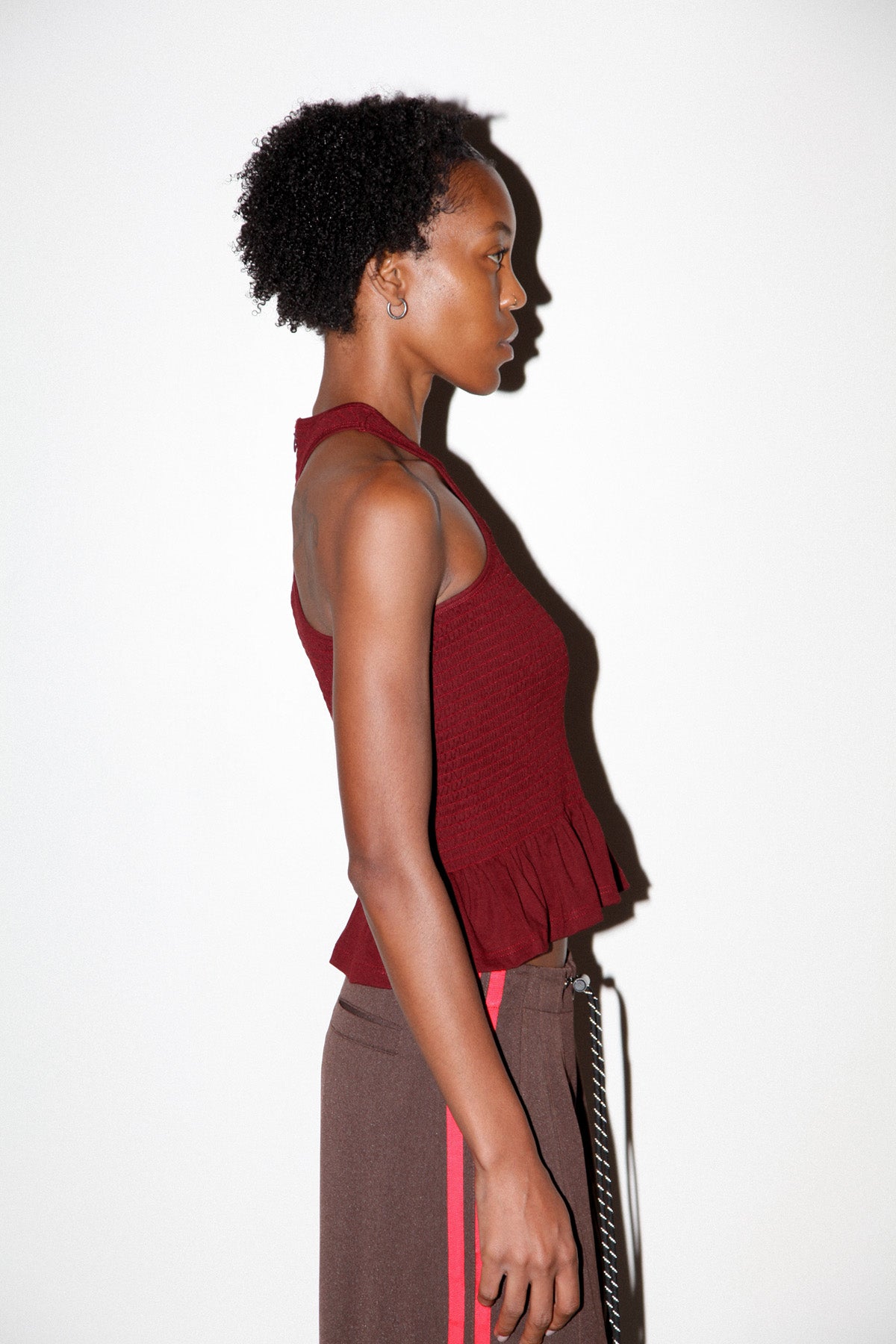 Smocked Tank in Maroon