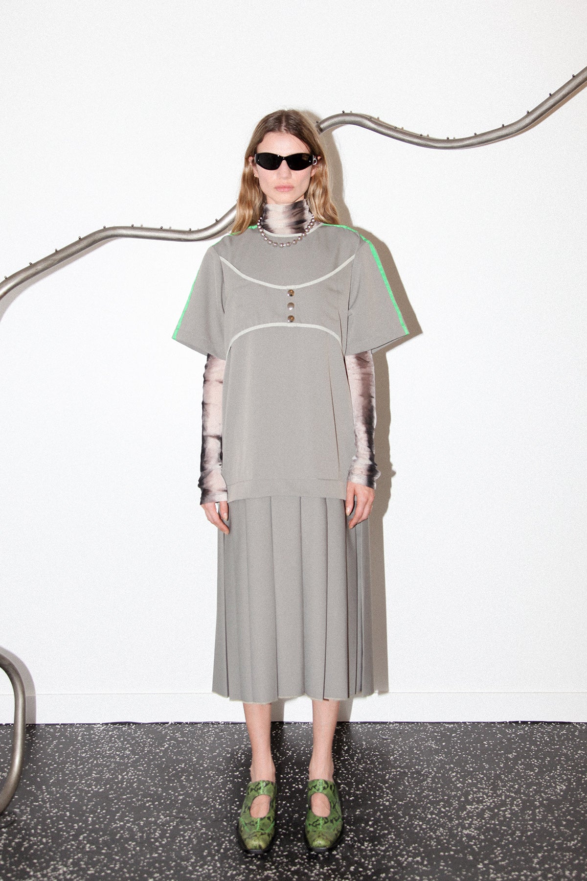 Box Pleat Dress in Ash