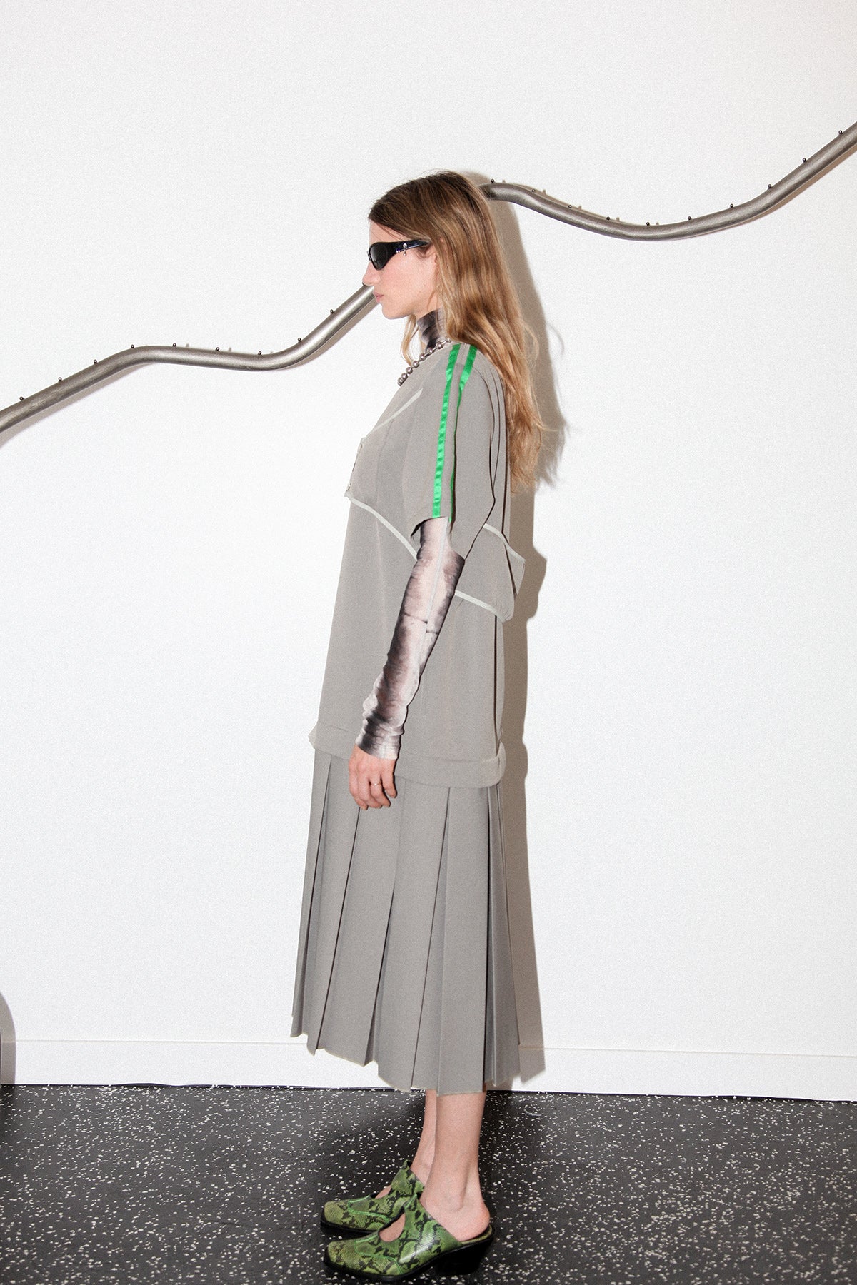 Box Pleat Dress in Ash