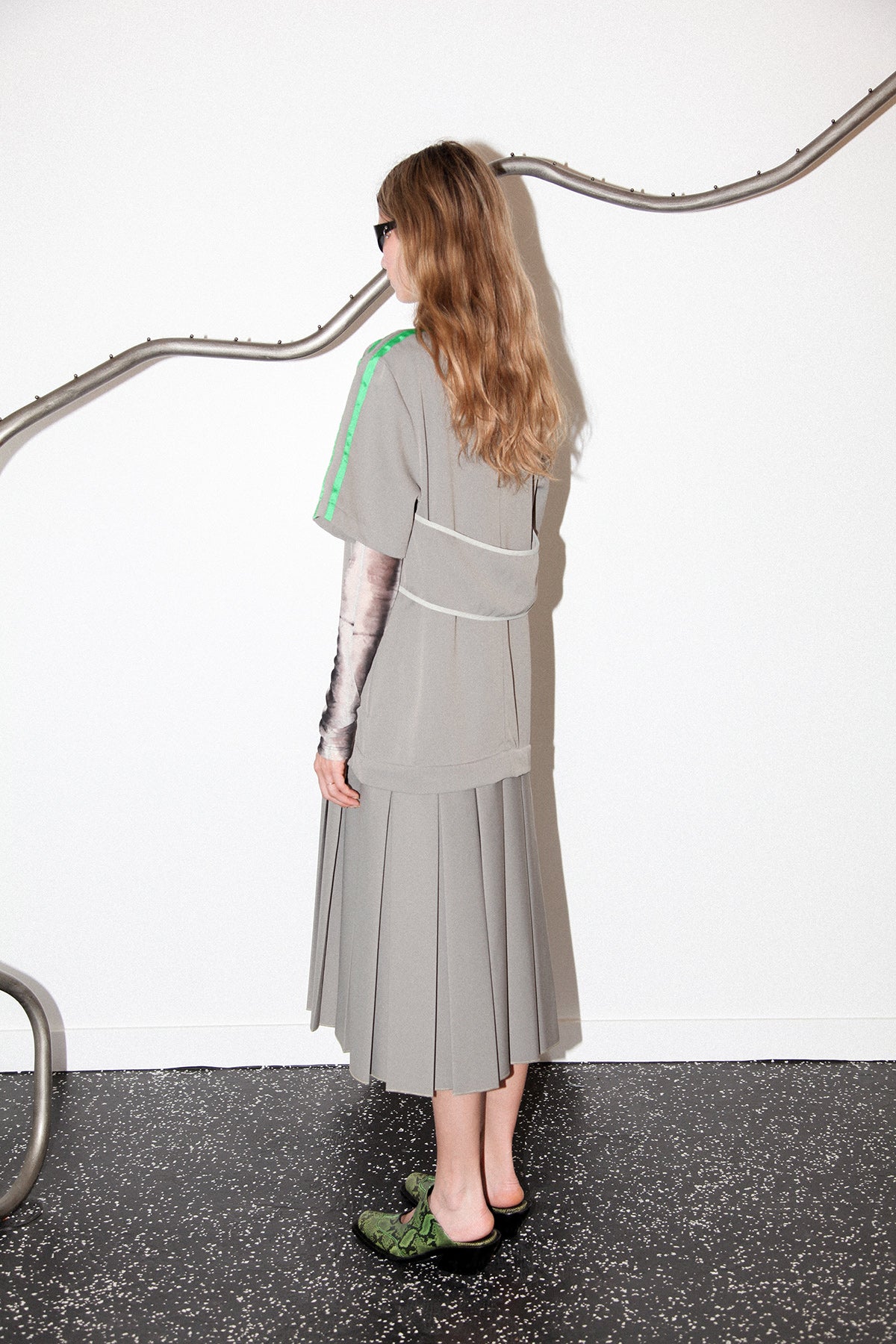 Box Pleat Dress in Ash