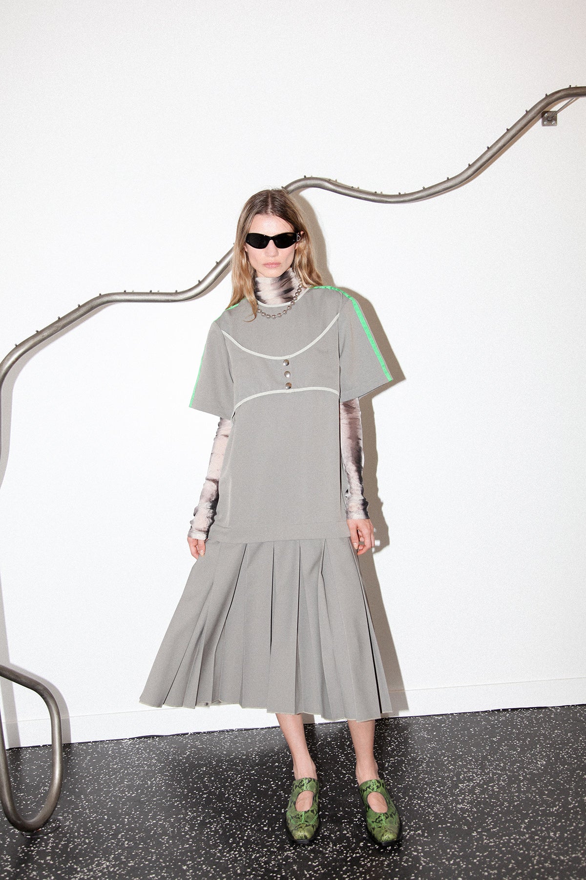 Box Pleat Dress in Ash