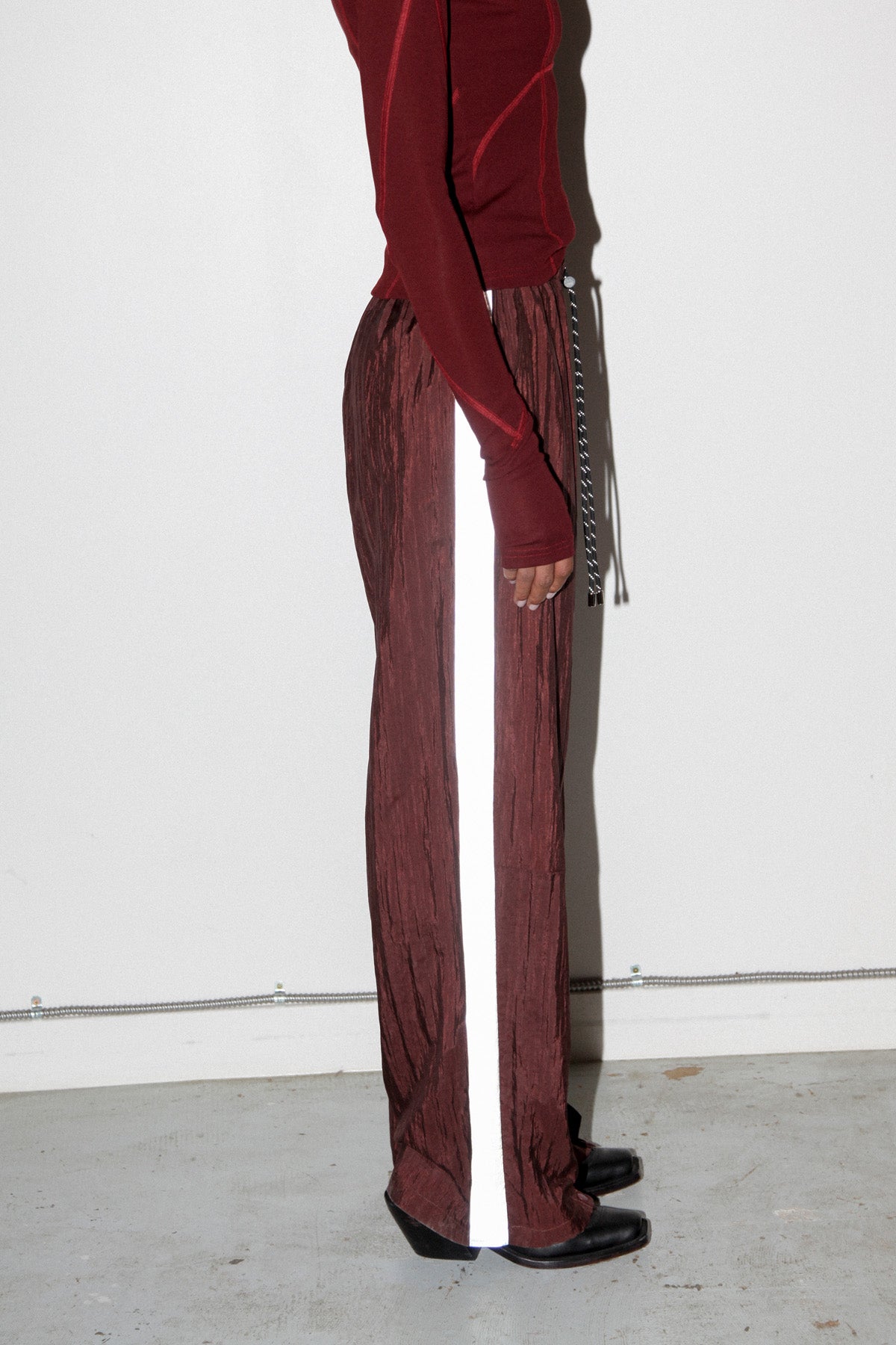 Silk Nylon Split Track Pant in Auburn