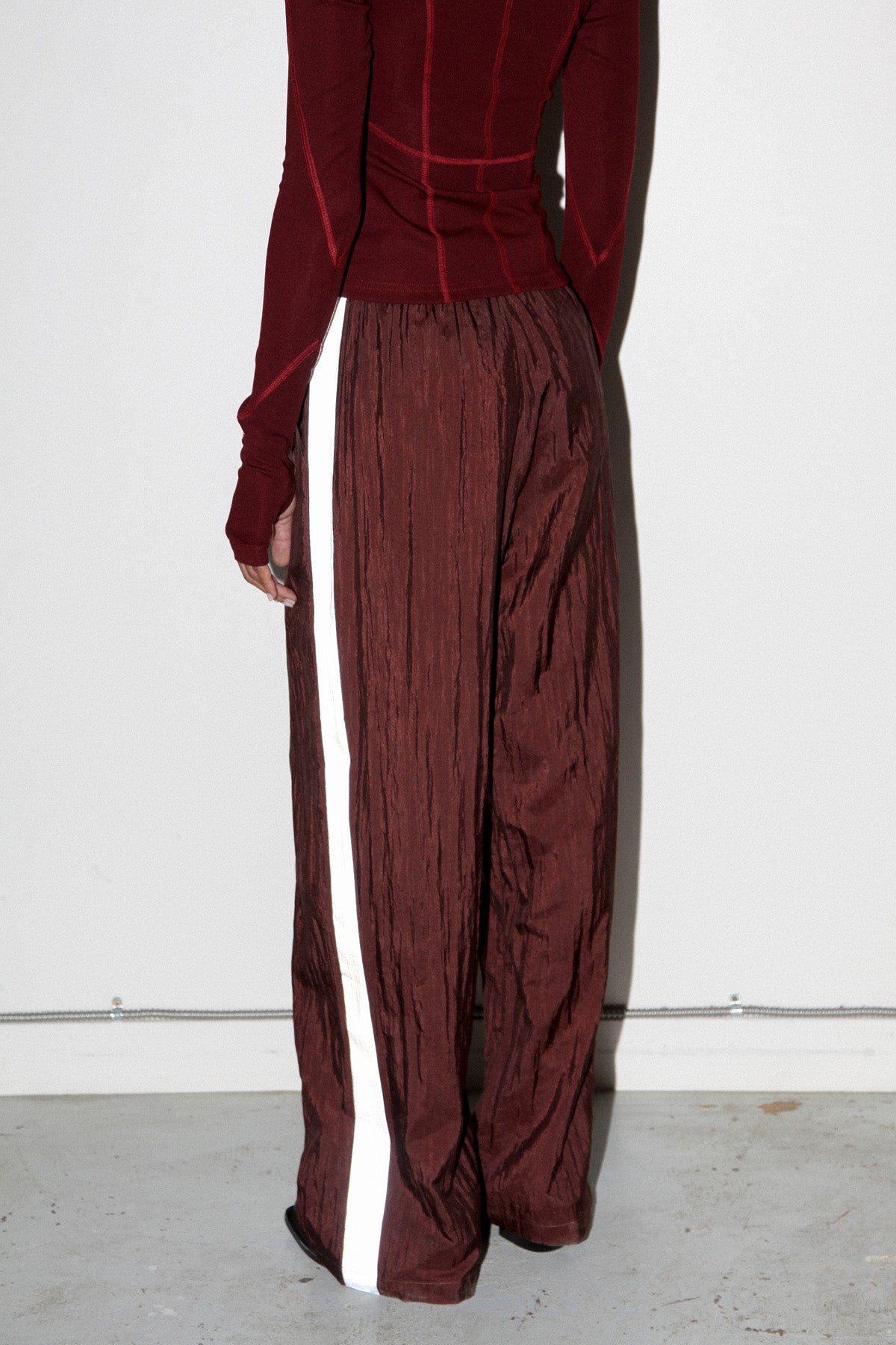 Silk Nylon Split Track Pant in Auburn