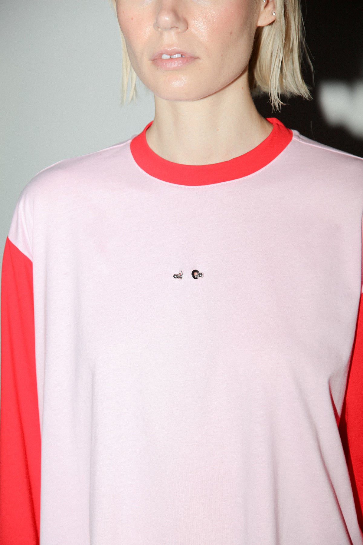 Contrast Box Tee in Pink & Red