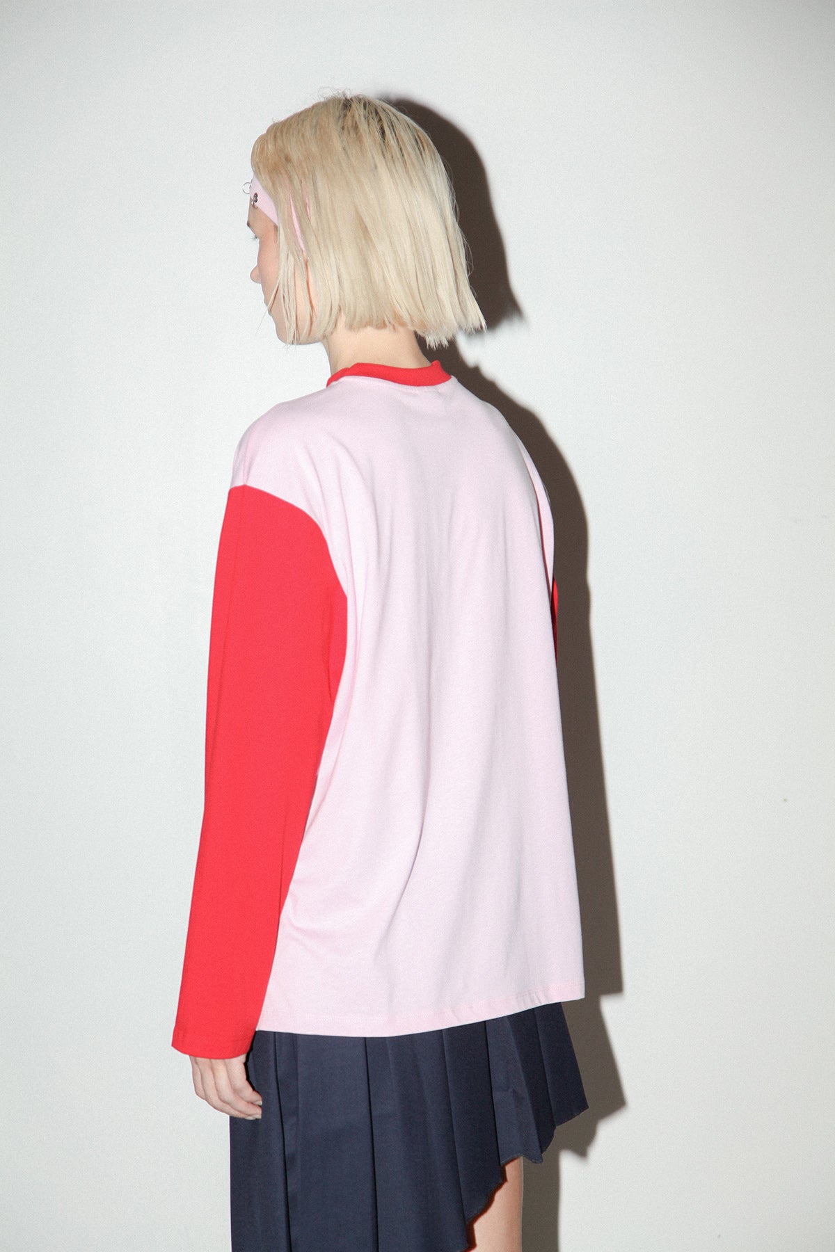 Contrast Box Tee in Pink & Red