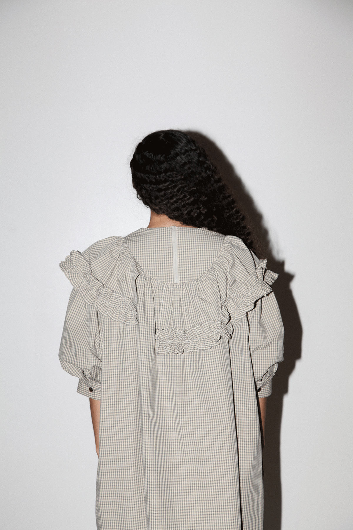 Plaid Mini Carve Dress in Cream Plaid