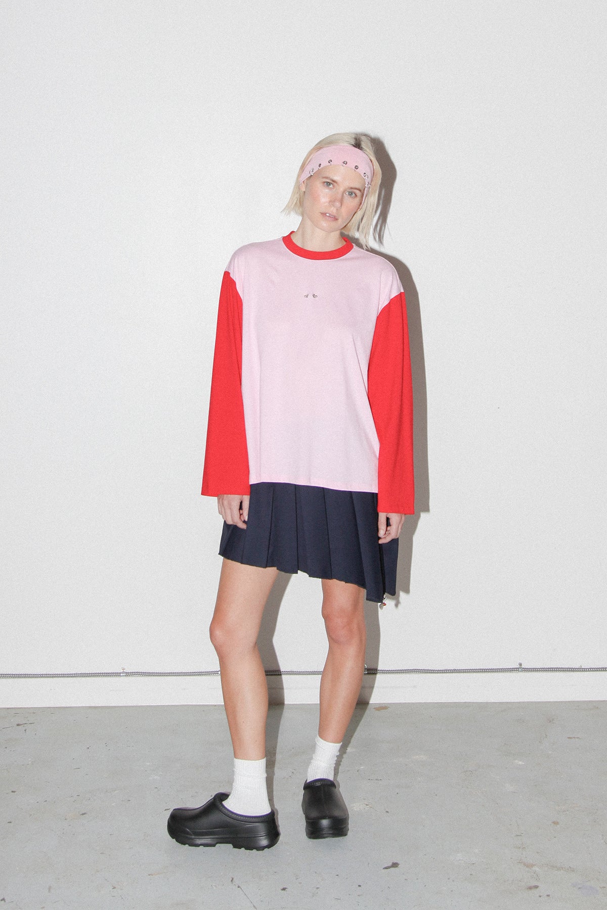 Contrast Box Tee in Pink & Red