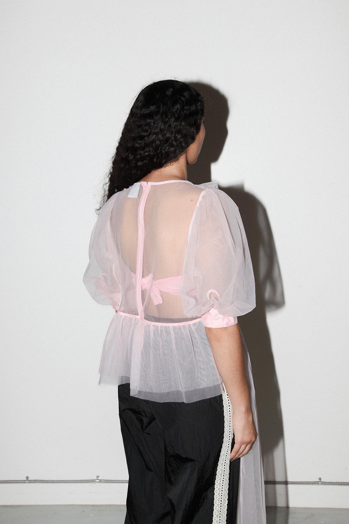 Mesh Tulle Cascade Top in Petal