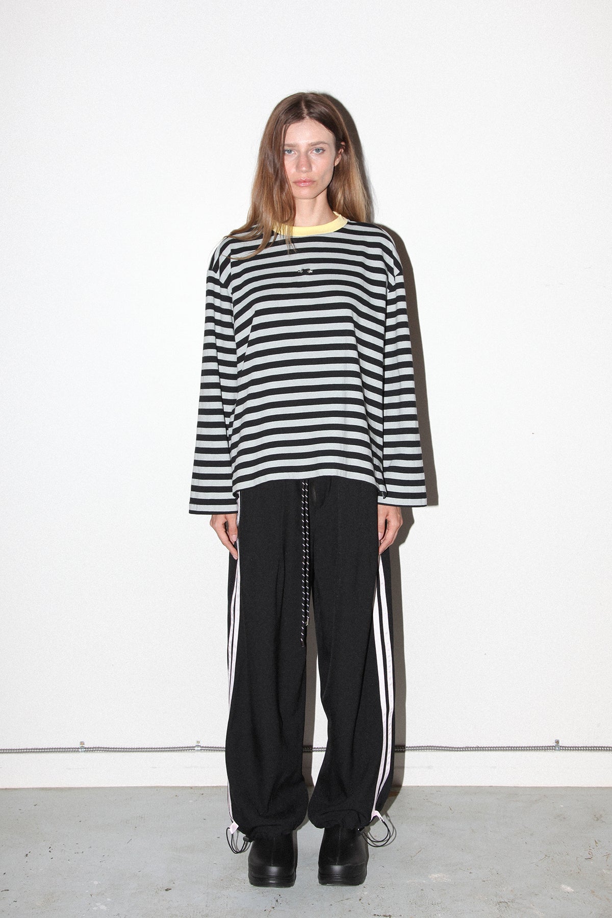 Pierced Long Sleeve Box Tee in Sky & Midnight