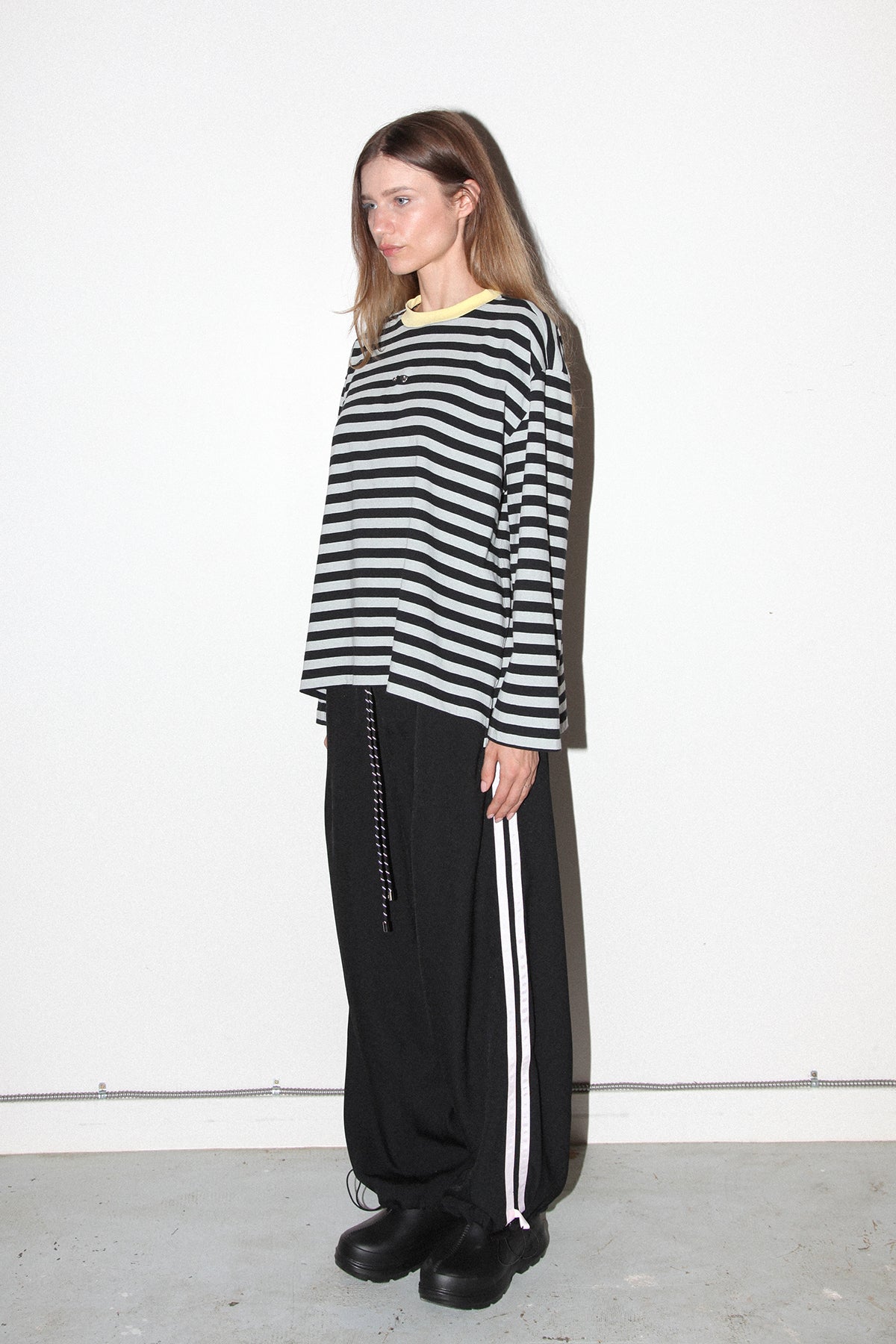 Pierced Long Sleeve Box Tee in Sky & Midnight