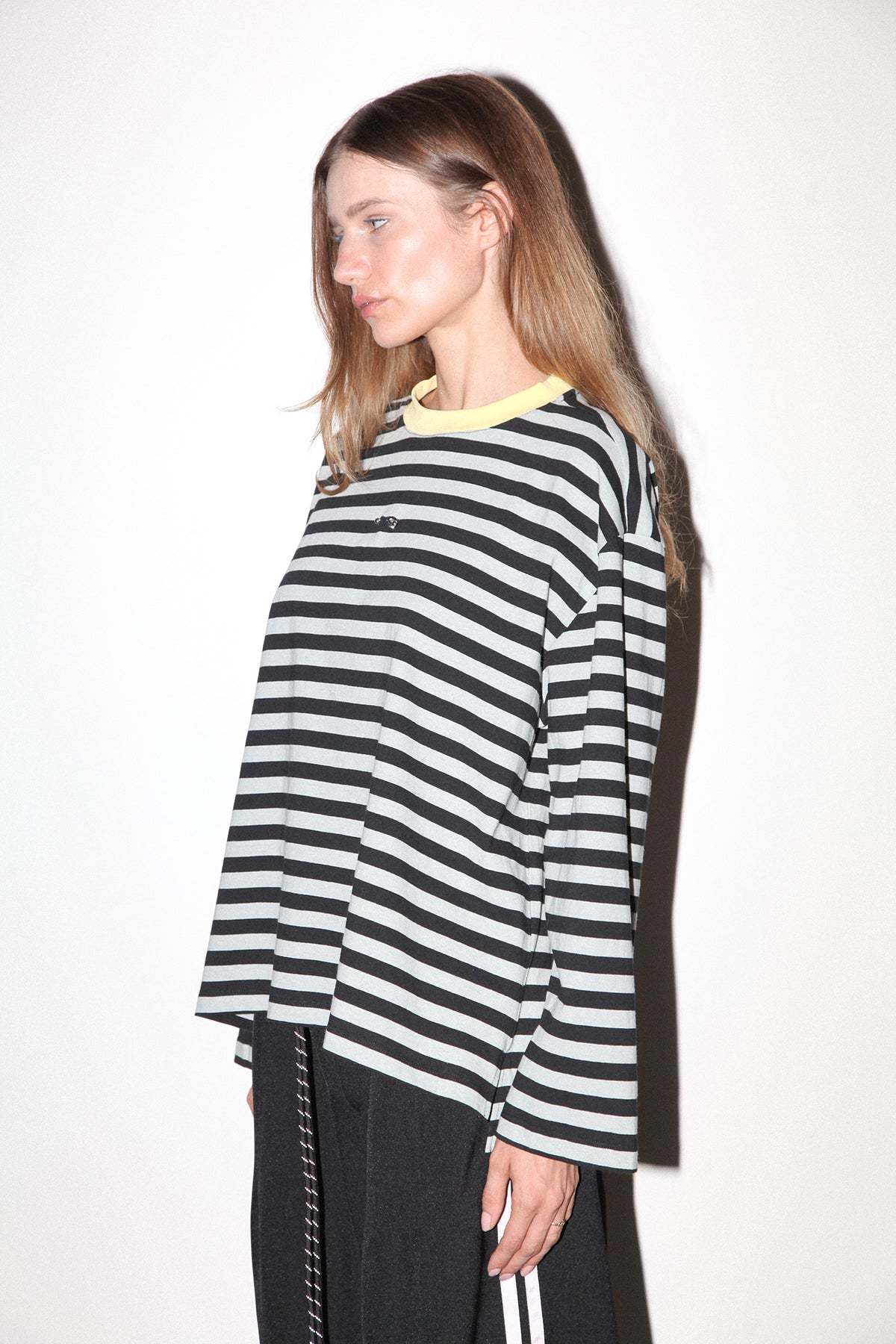 Pierced Long Sleeve Box Tee in Sky & Midnight