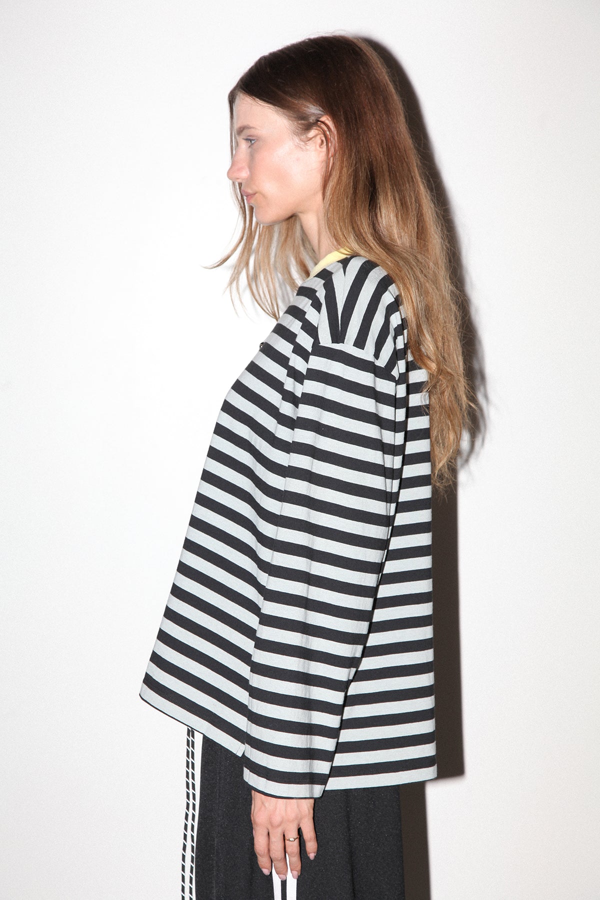 Pierced Long Sleeve Box Tee in Sky & Midnight