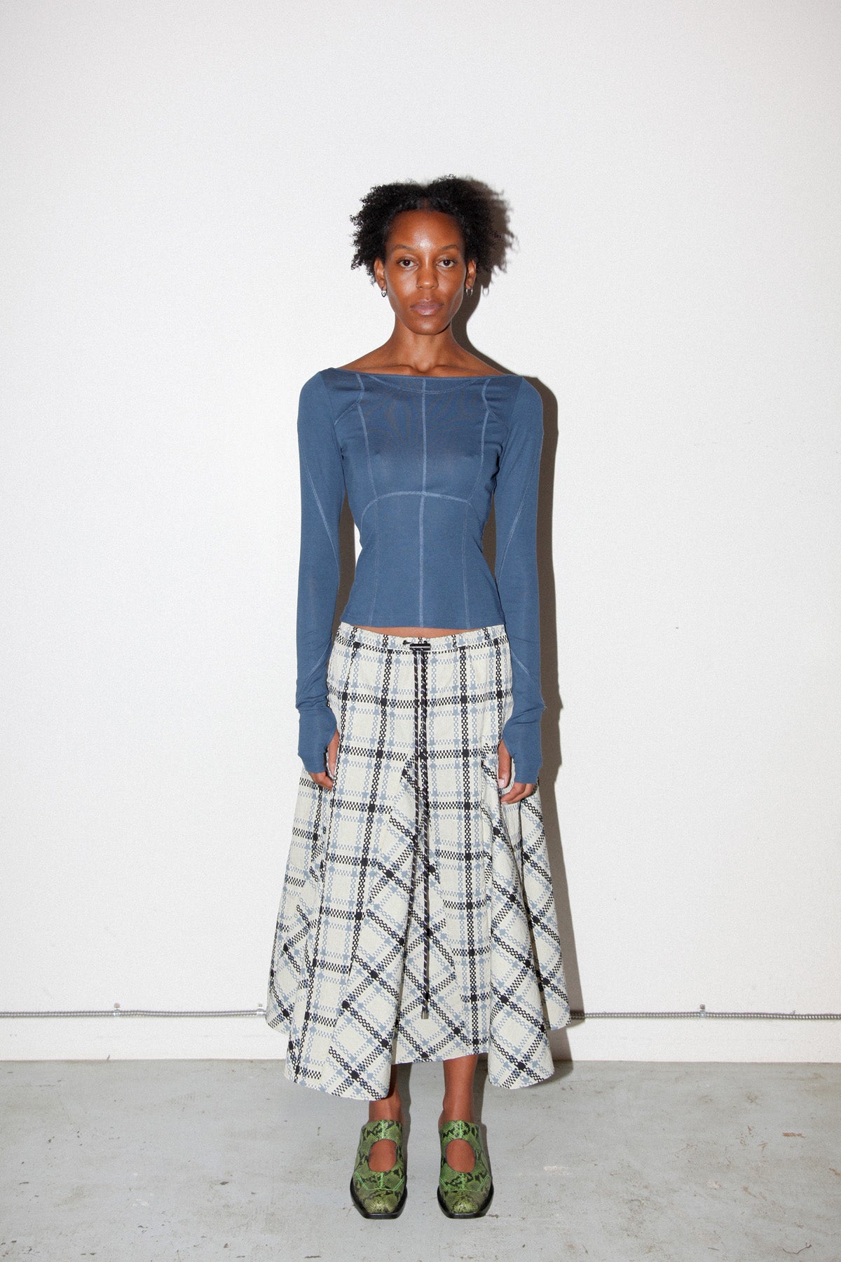 Plaid Peak Skirt in Ecru Plaid
