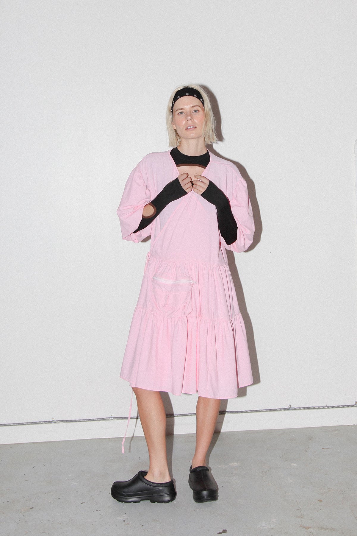 Utility Wrap Dress in Ballet Pink