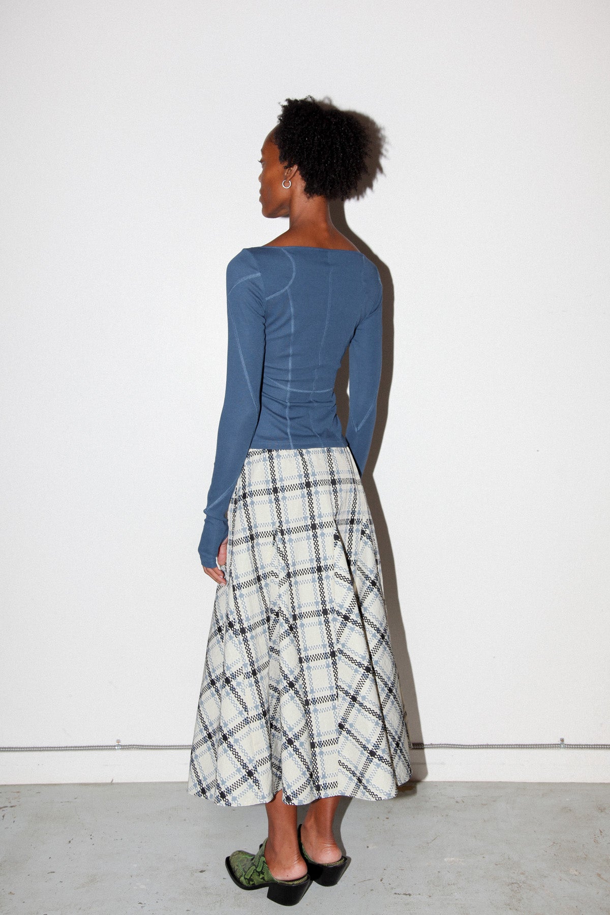 Plaid Peak Skirt in Ecru Plaid