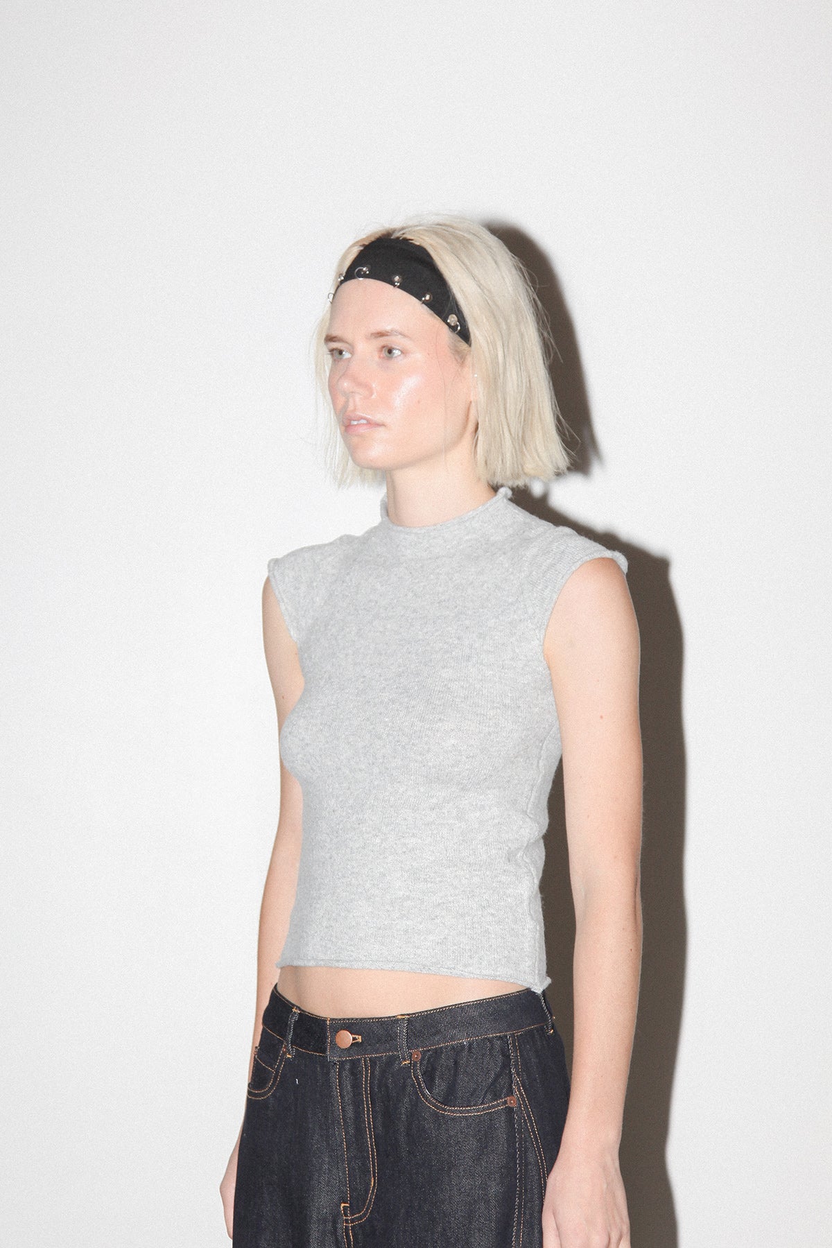 Studio 212 Cap Sleeve Knit Top in Heather Grey