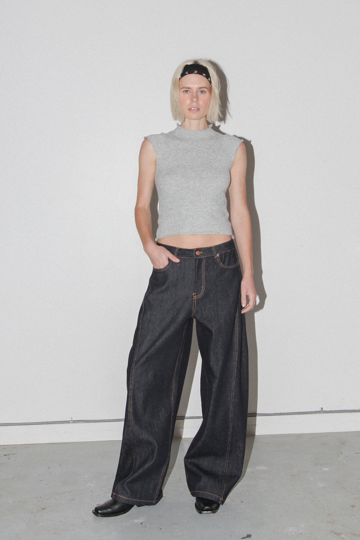 Studio 212 Cap Sleeve Knit Top in Heather Grey