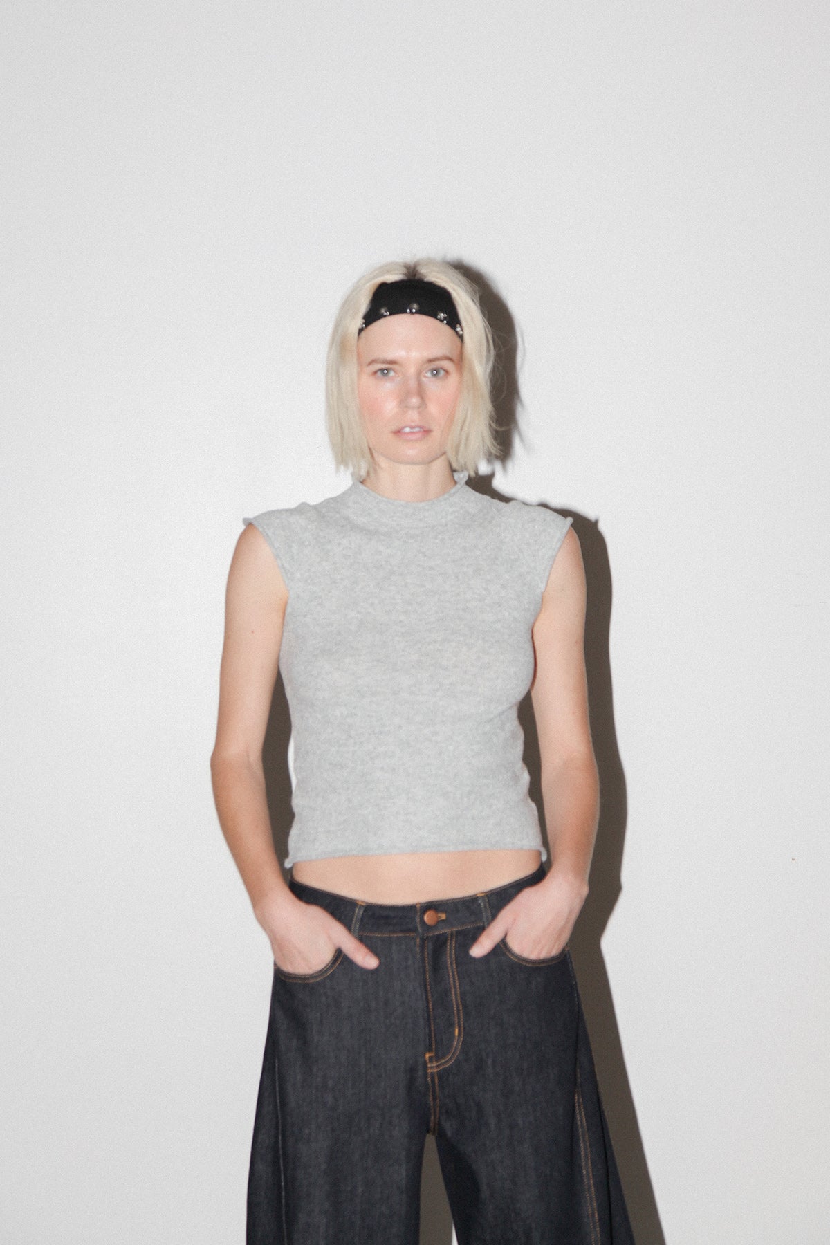 Studio 212 Cap Sleeve Knit Top in Heather Grey