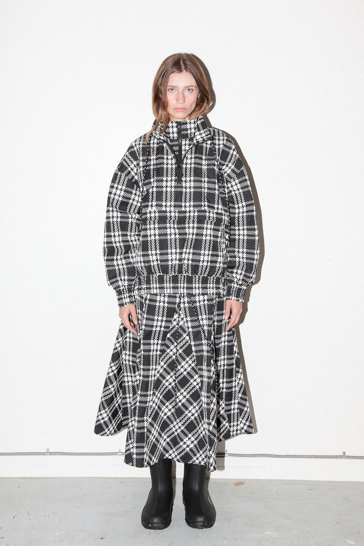 Plaid Trail Double Mockneck in Black Plaid