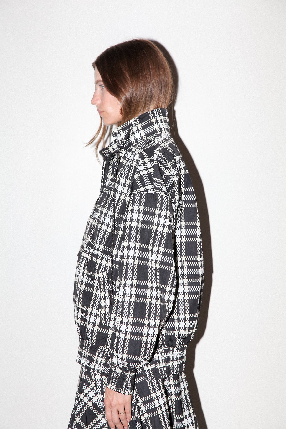 Plaid Trail Double Mockneck in Black Plaid