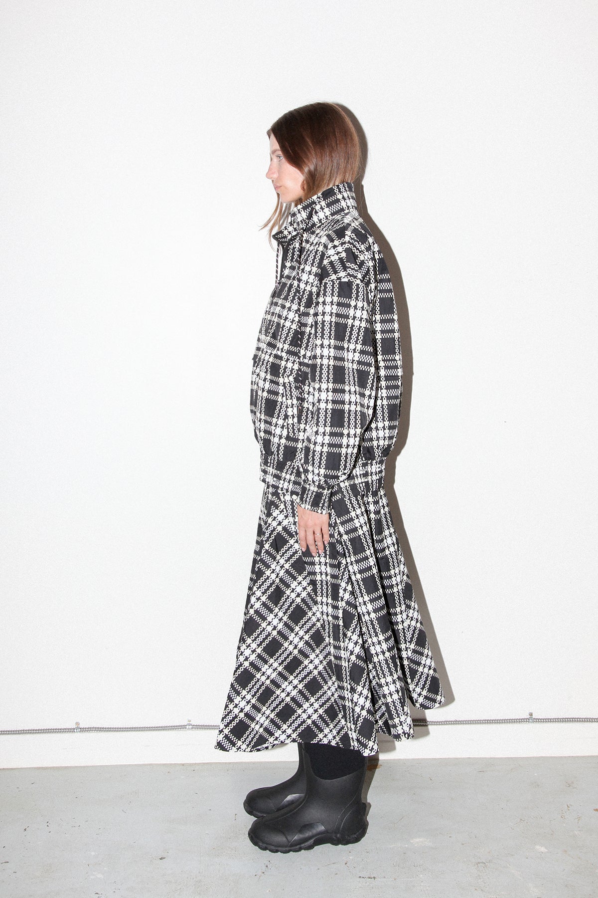 Plaid Trail Double Mockneck in Black Plaid