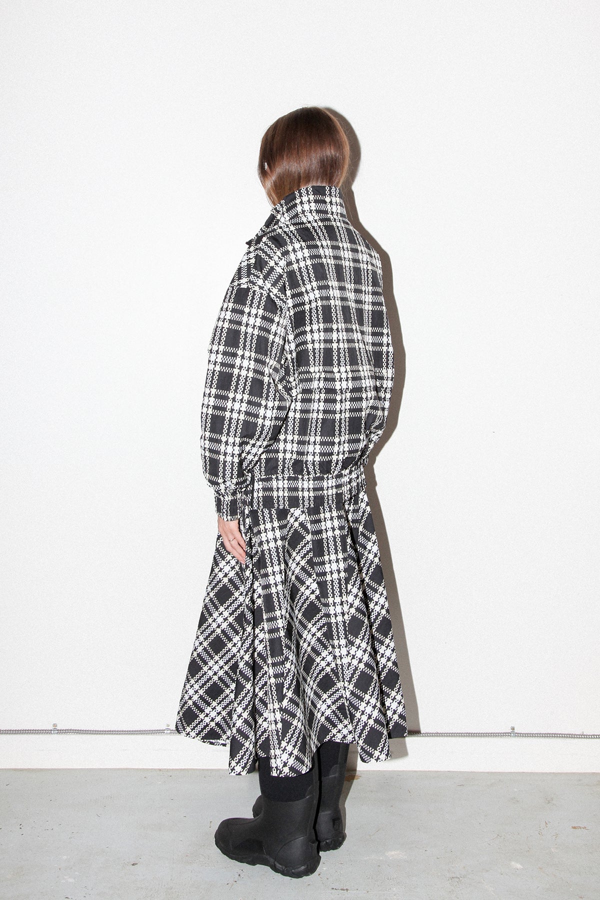 Plaid Trail Double Mockneck in Black Plaid