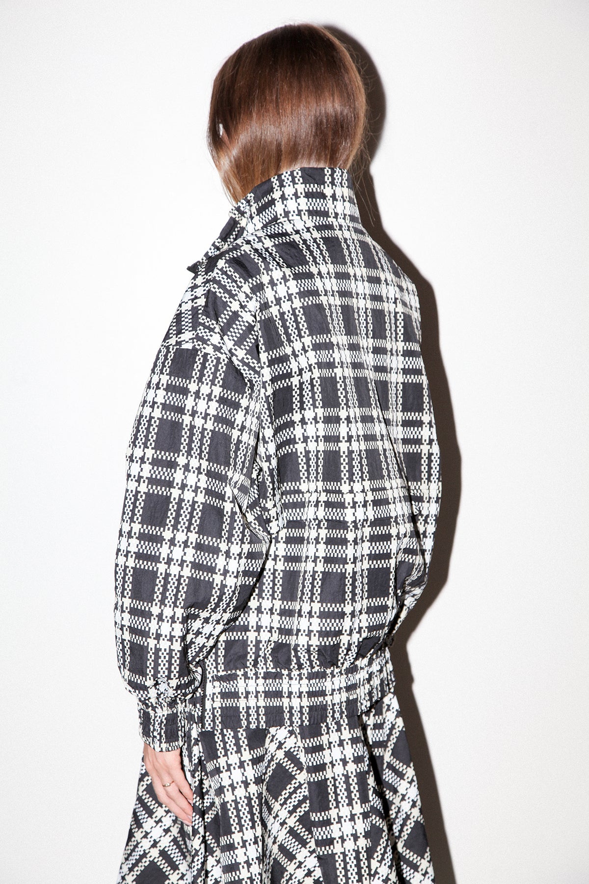 Plaid Trail Double Mockneck in Black Plaid