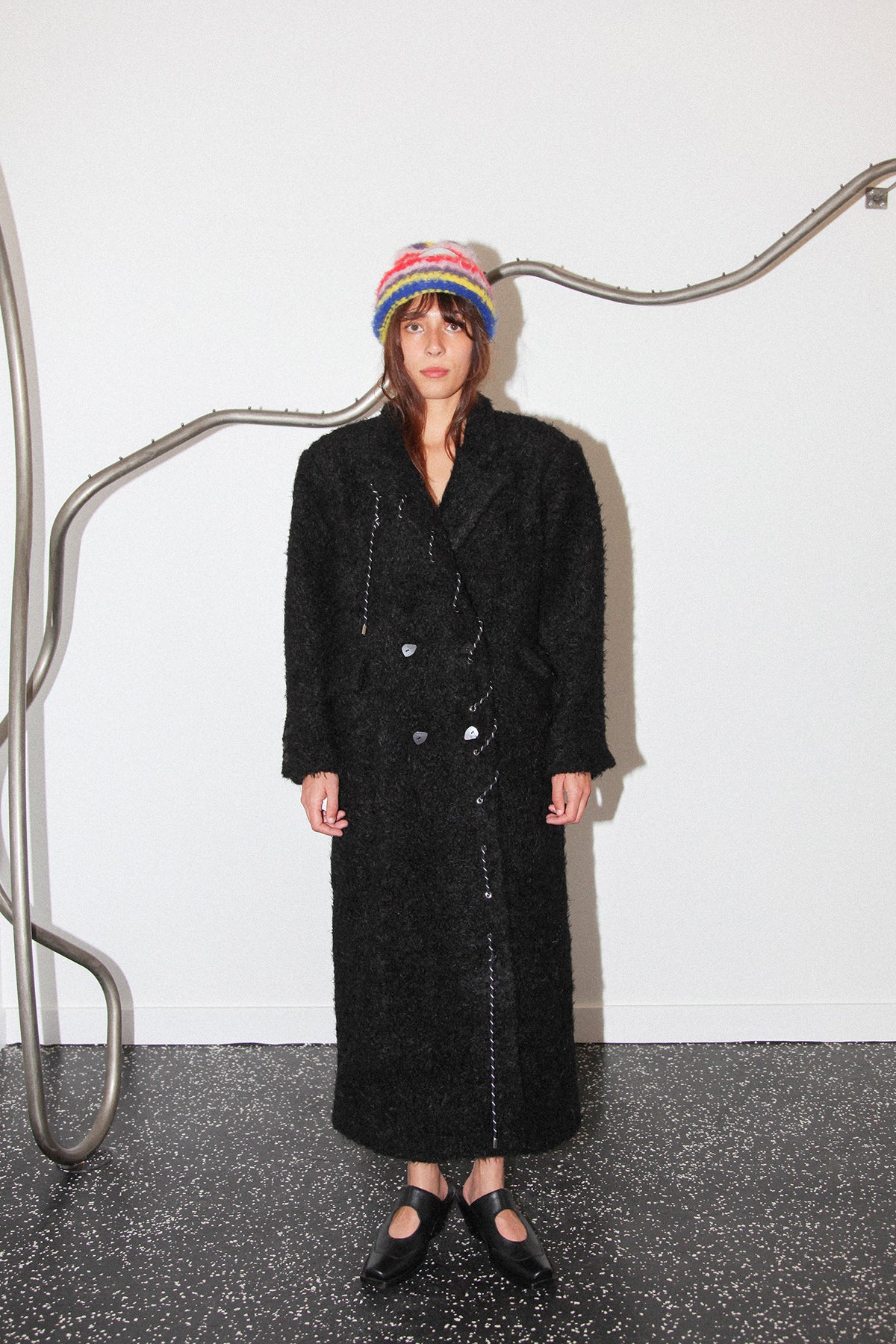 Cord Moss Coat in Black