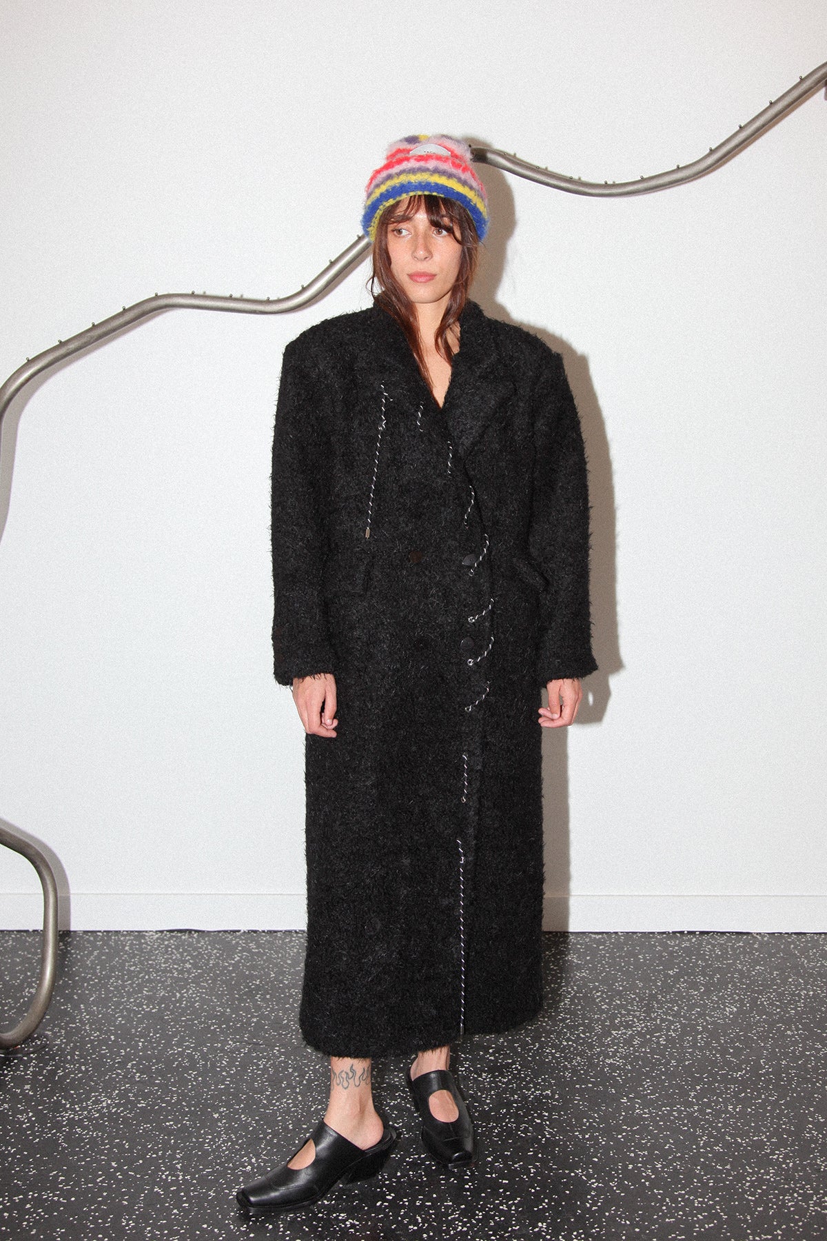 Cord Moss Coat in Black