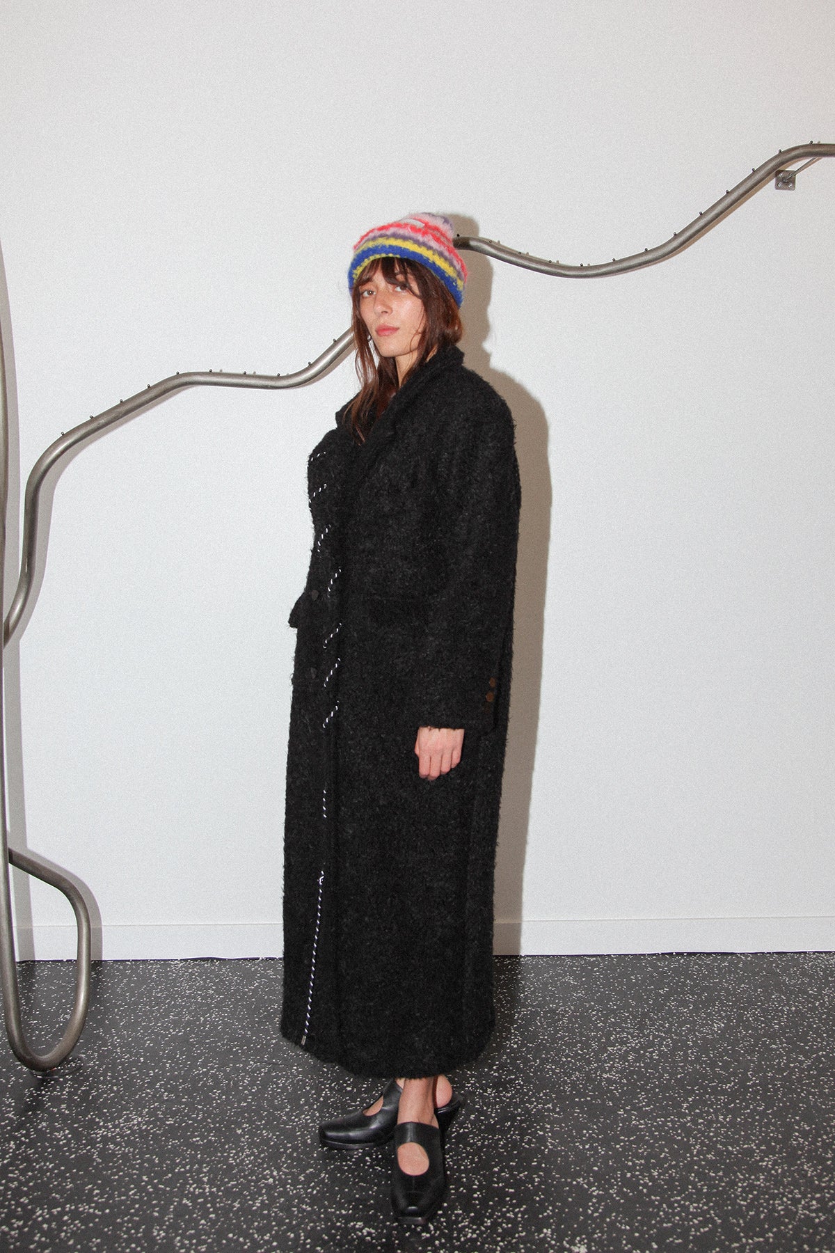 Cord Moss Coat in Black