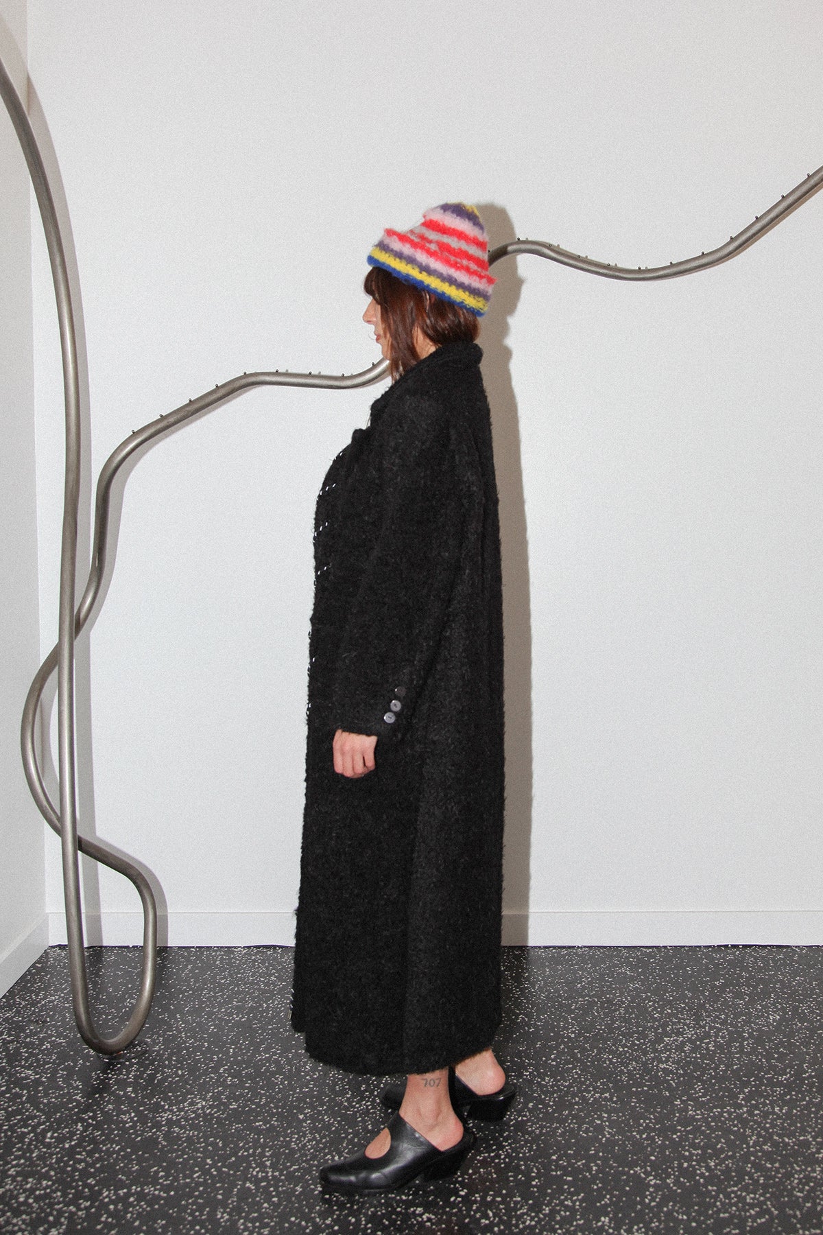 Cord Moss Coat in Black