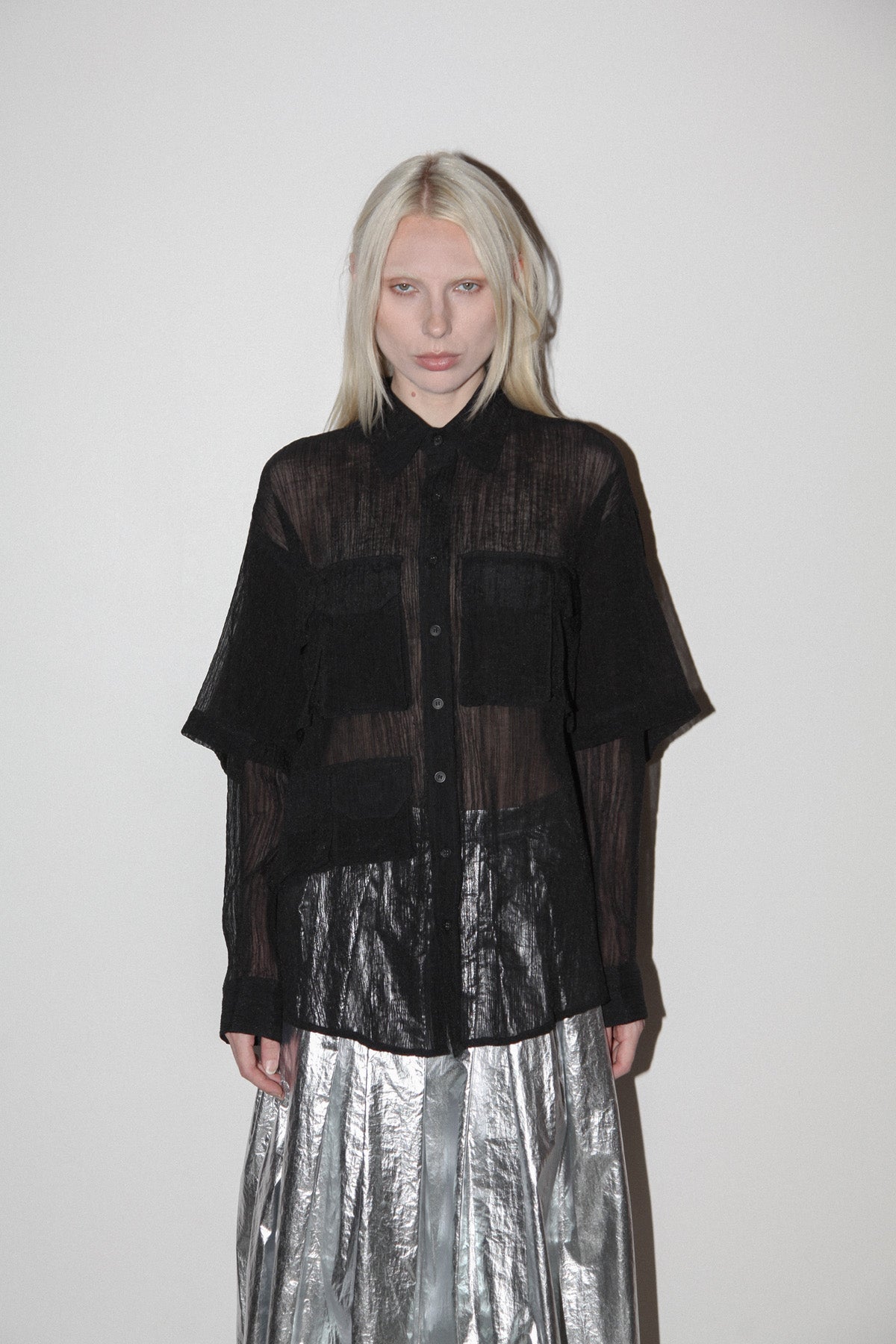 Crinkled Sprint Button Up in Onyx