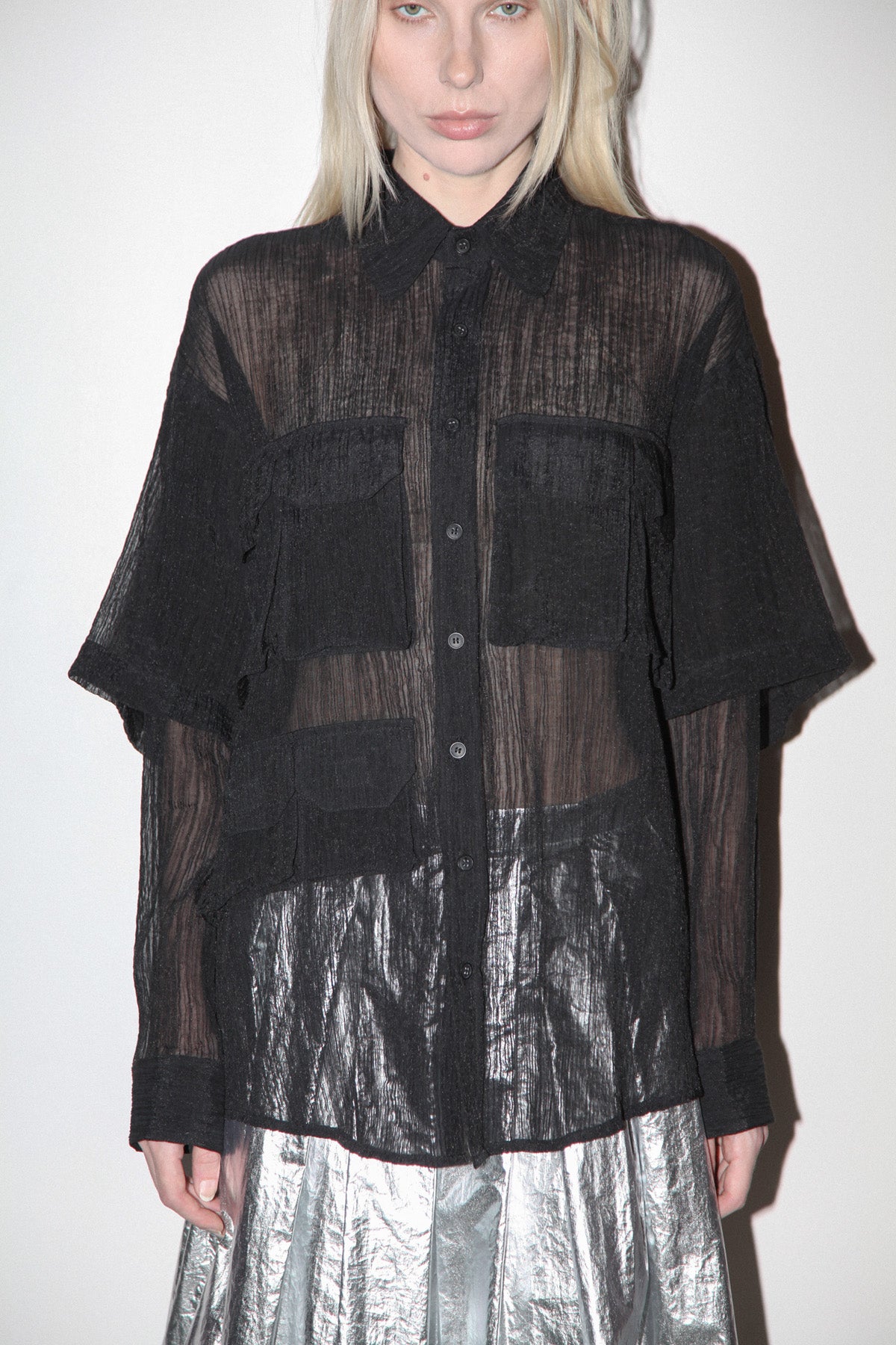Crinkled Sprint Button Up in Onyx
