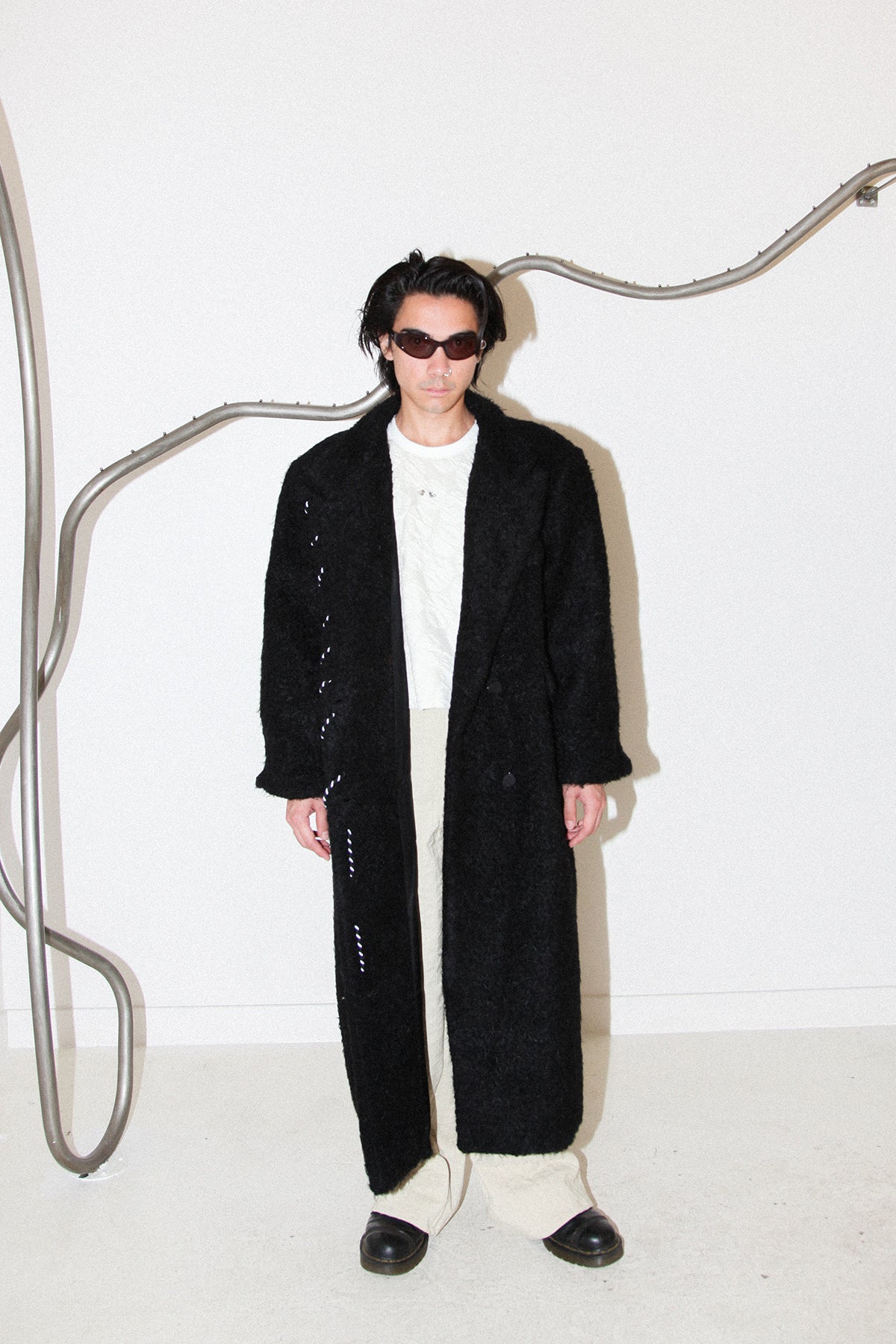 Cord Moss Coat in Black